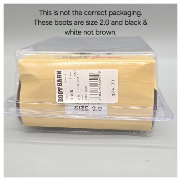 Lil Boot Barn Baby Cow Print Western Boots Size 2 Black/White Faux Leather & Can - Picture 14 of 16